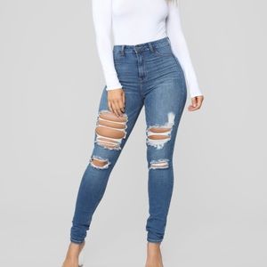 Distressed Blue Jeans